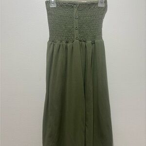Olive Green Smocked Mini Dress